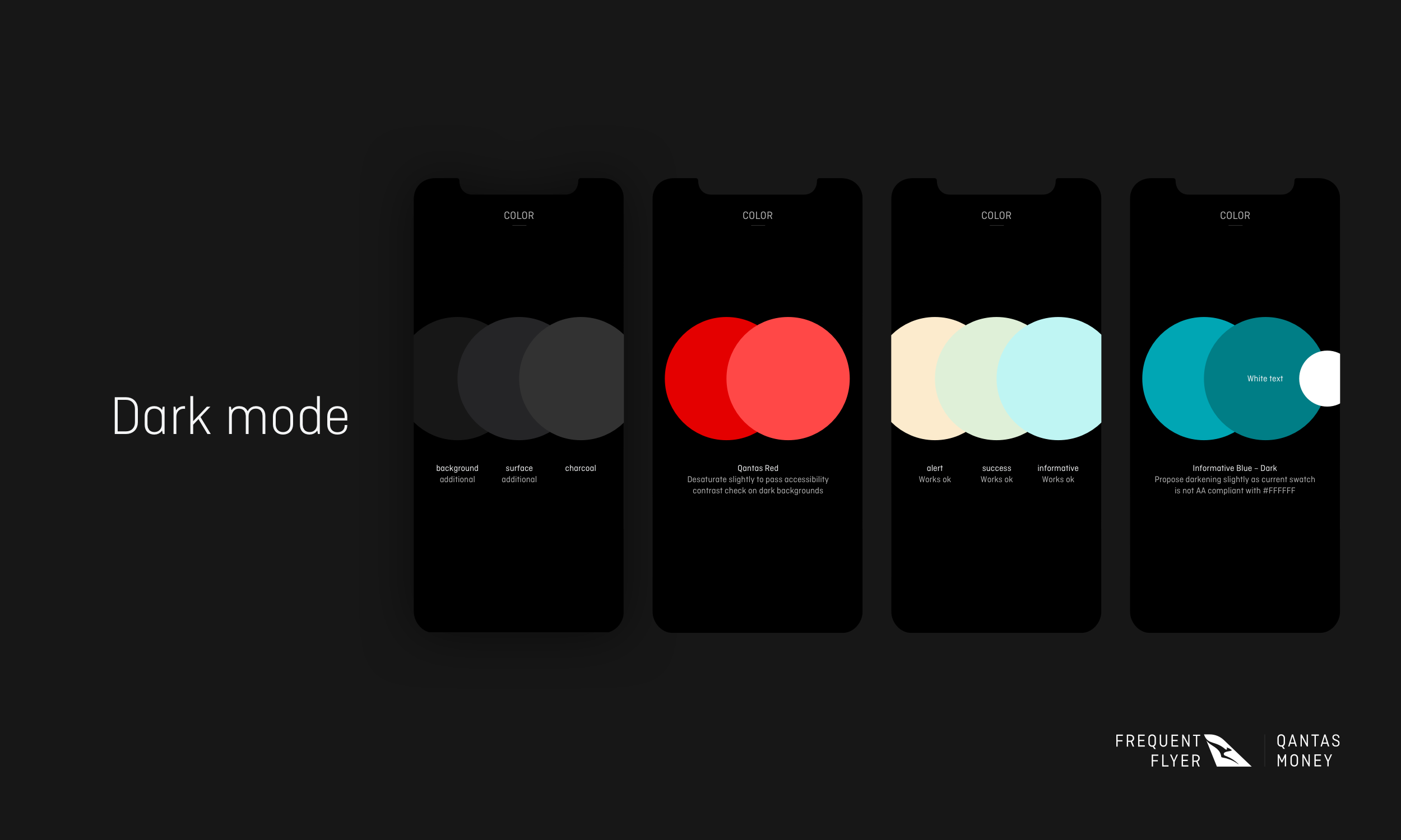 Design system: Qantas Money dark mode