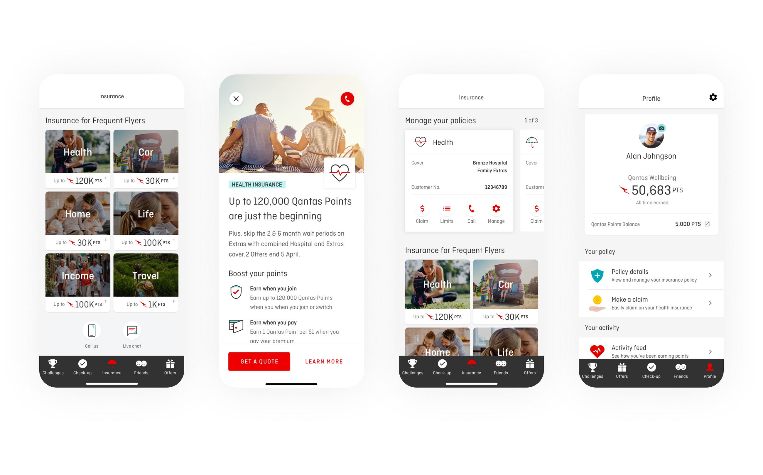 Insurance UI screens