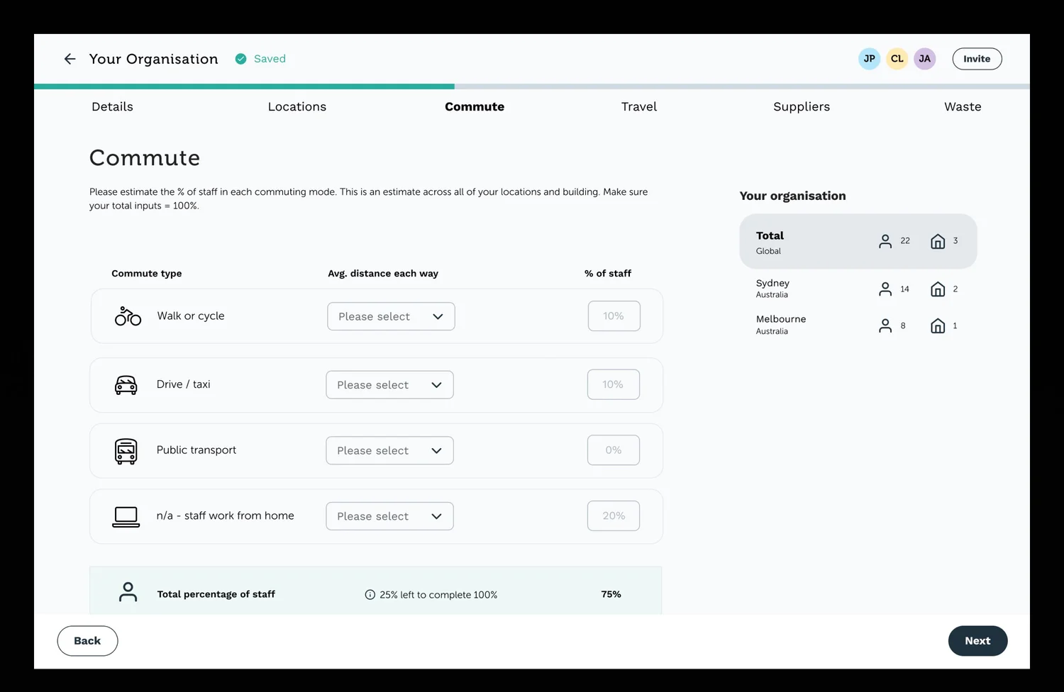 Onboarding commute wireframe
